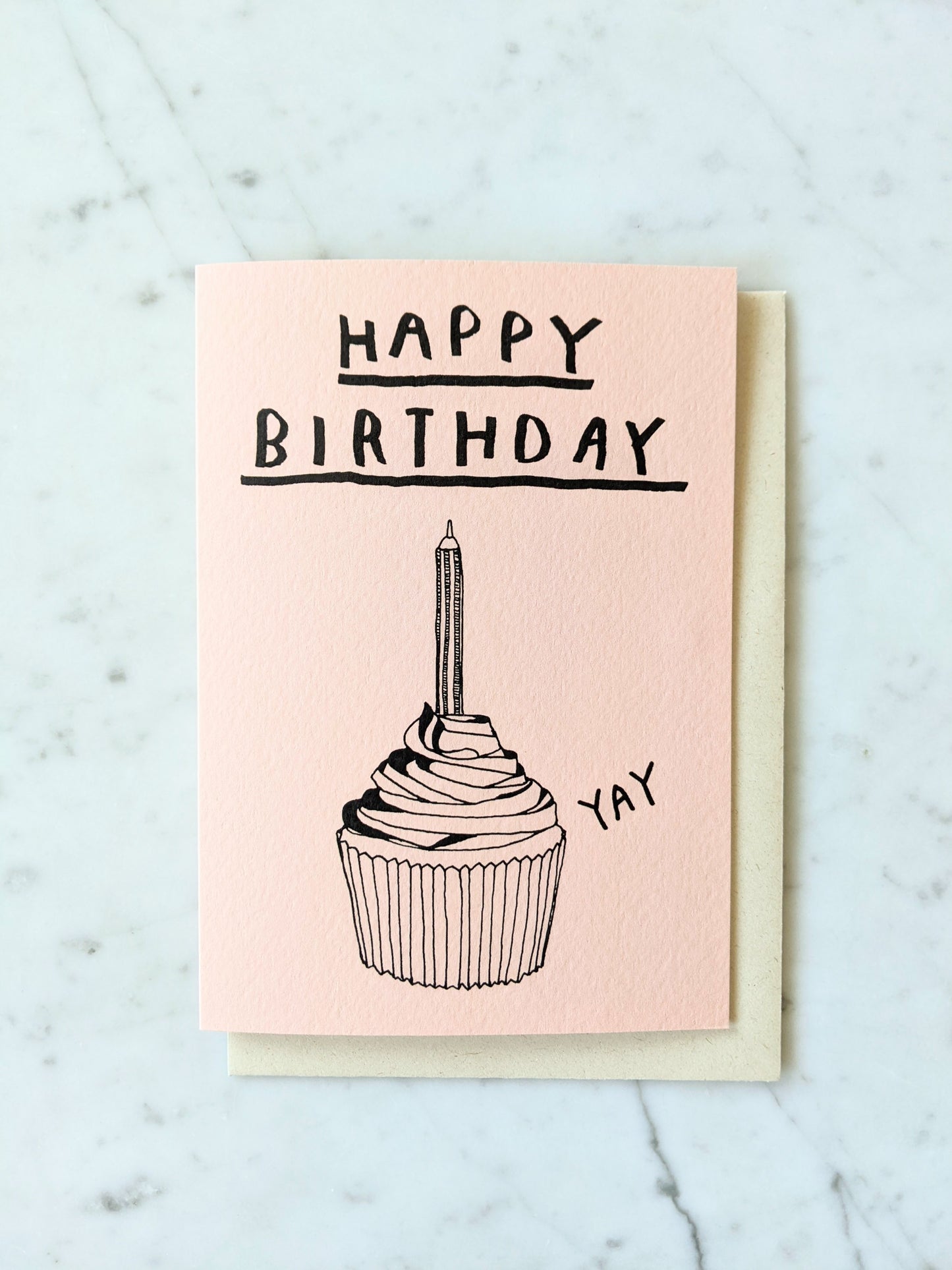 Happy Birthday Cupcake Peach Card
