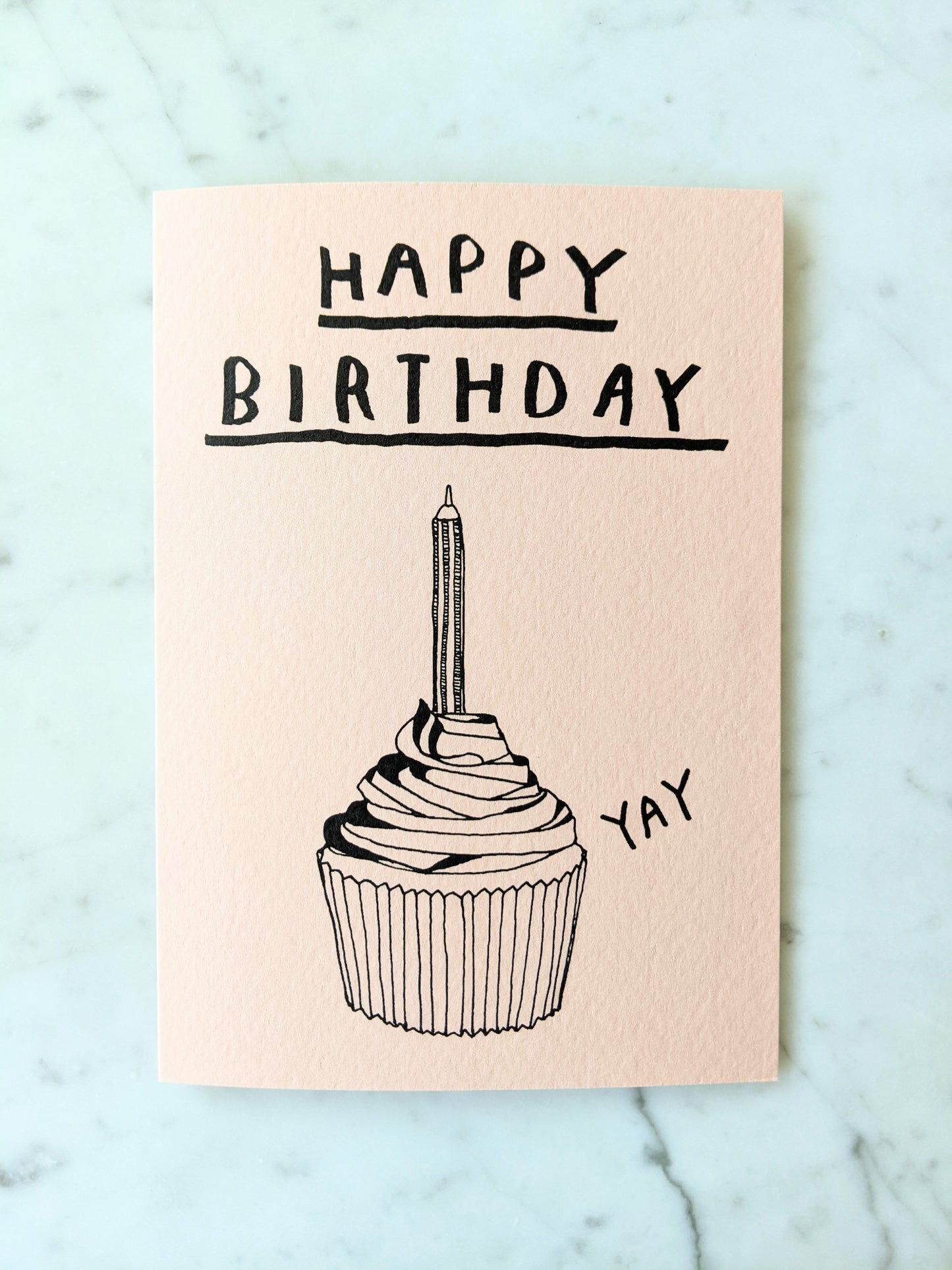 Happy Birthday Cupcake Peach Card