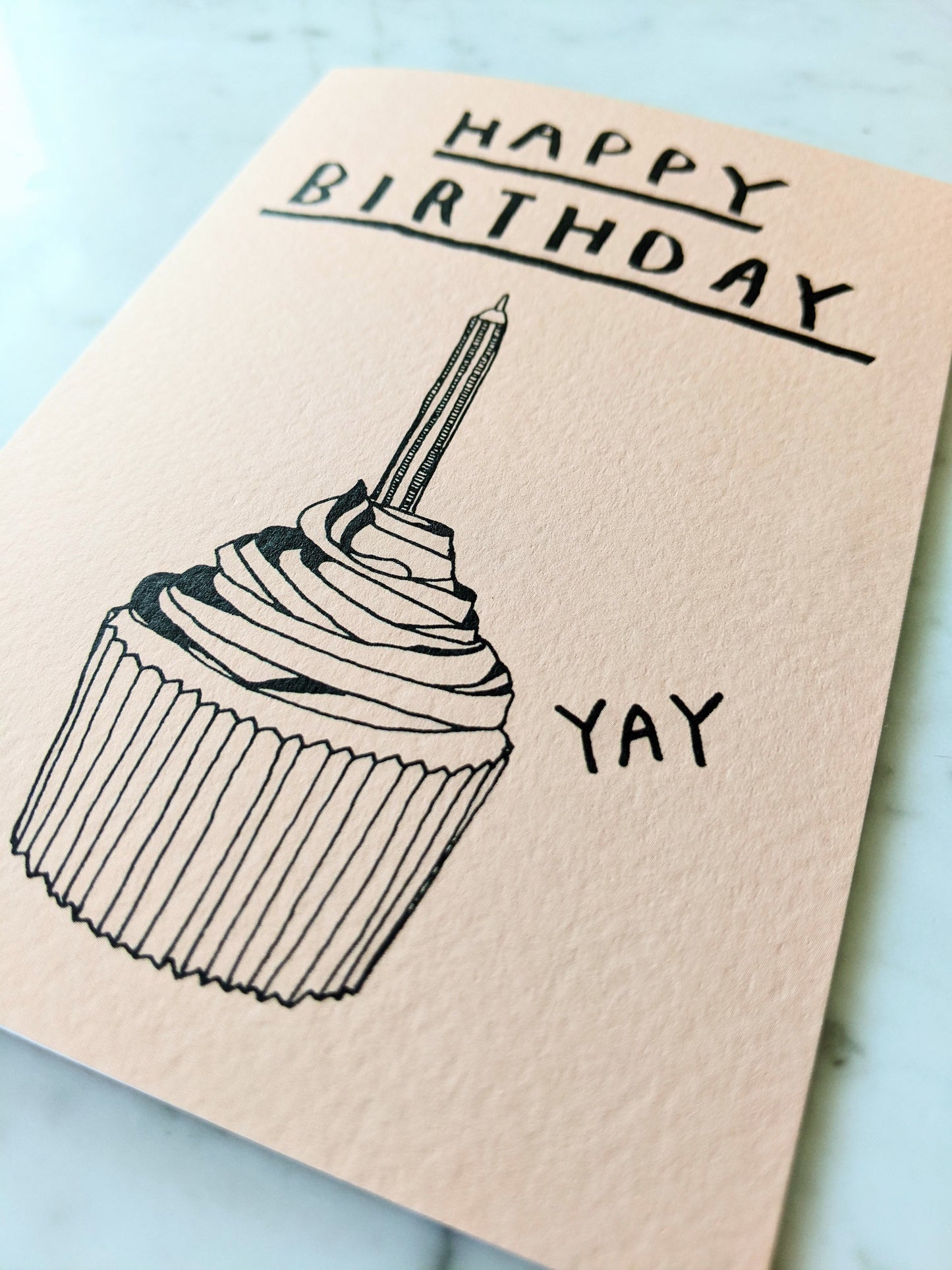 Happy Birthday Cupcake Peach Card