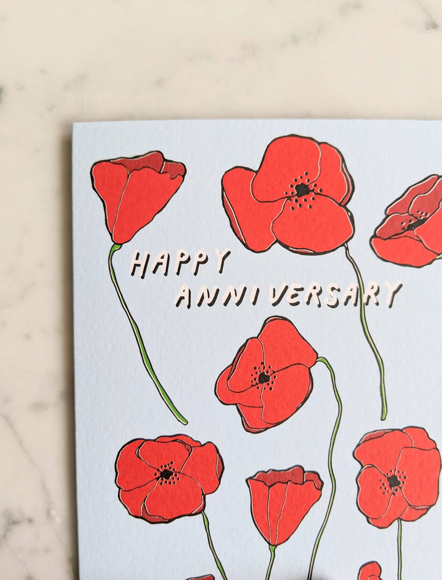 Happy Anniversary Poppies Card - Blue & Red