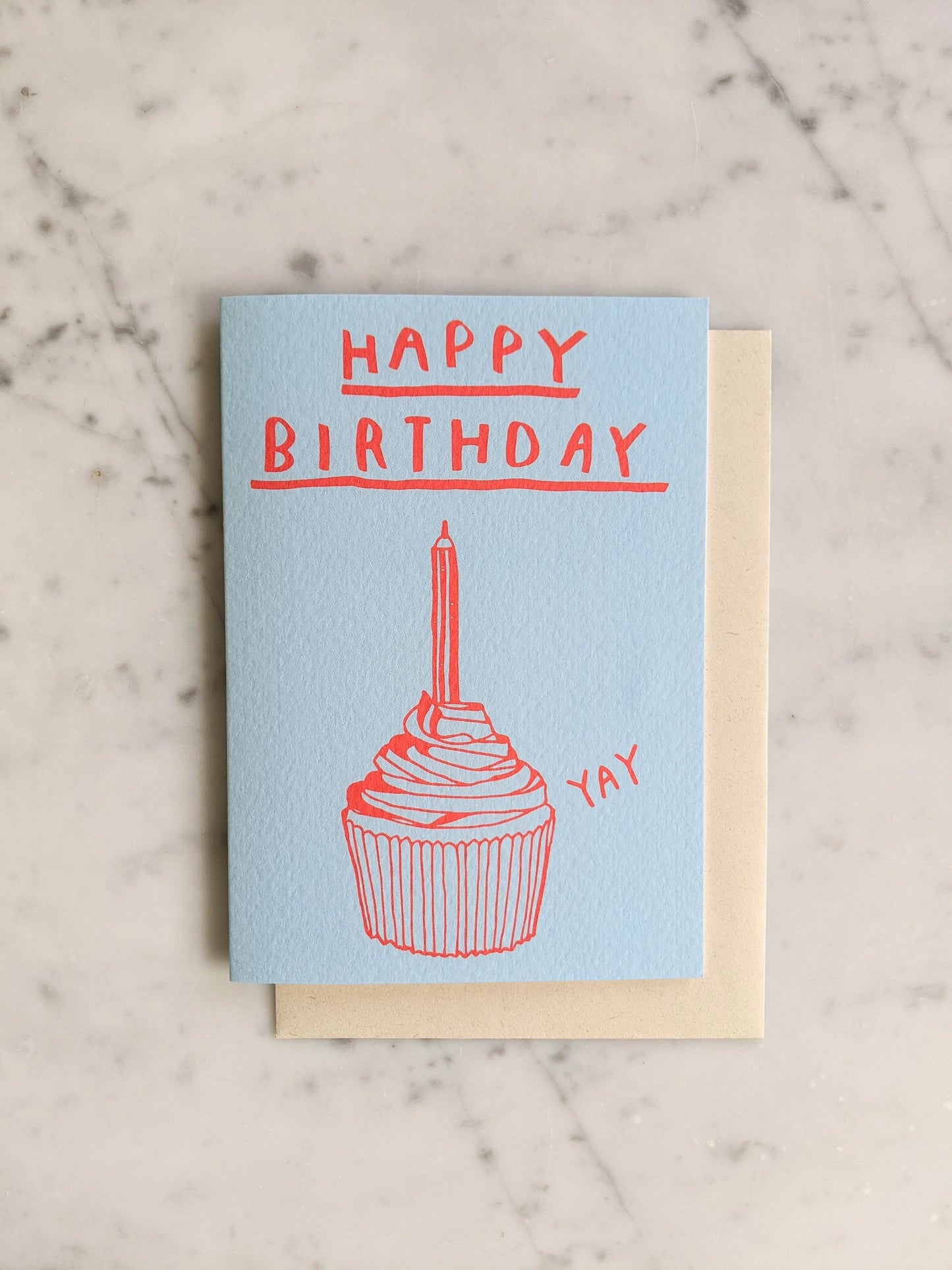 Happy Birthday Cupcake Light Blue Card