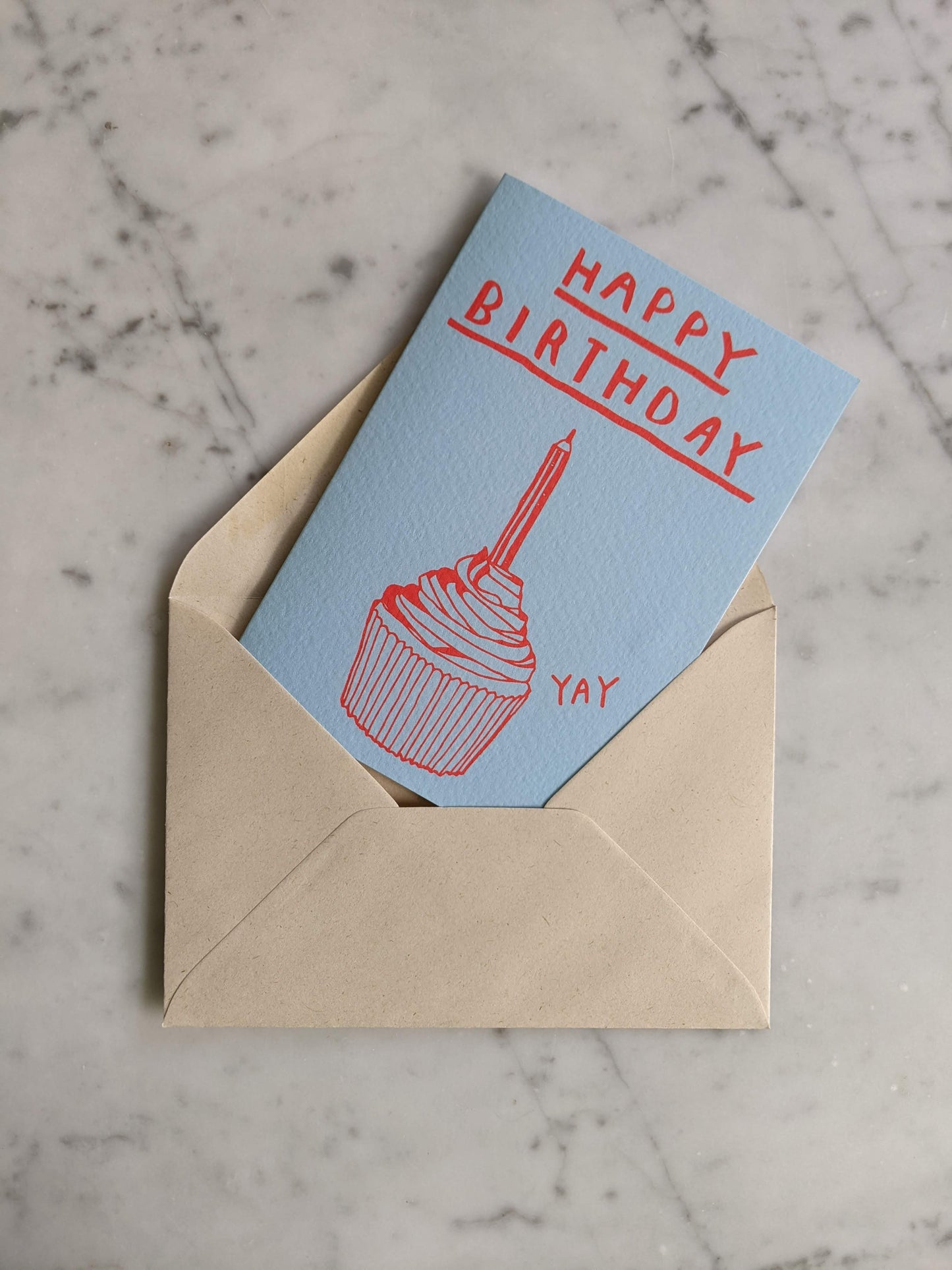 Happy Birthday Cupcake Light Blue Card