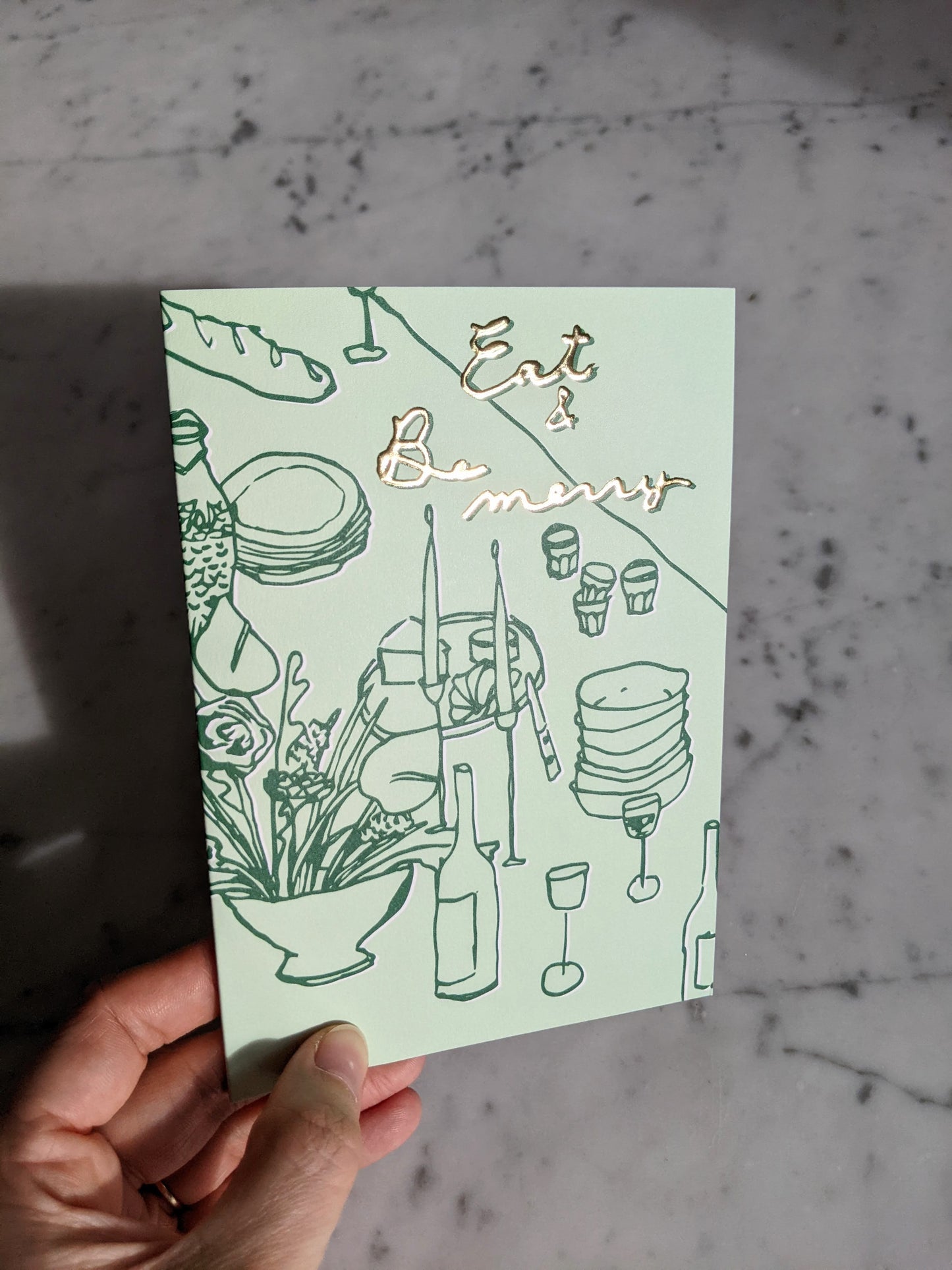 Eat & Be Merry Card - Green