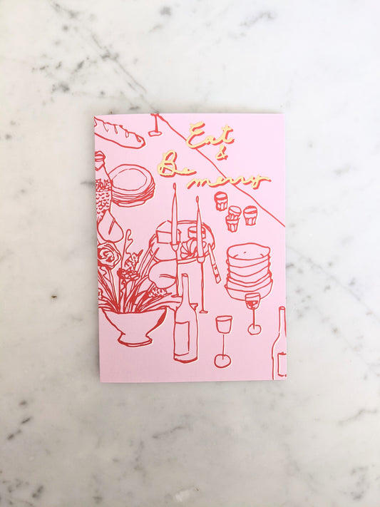 Eat & Be Merry Card - Pink