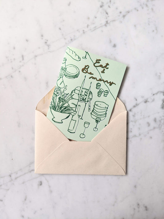 Eat & Be Merry Card - Green