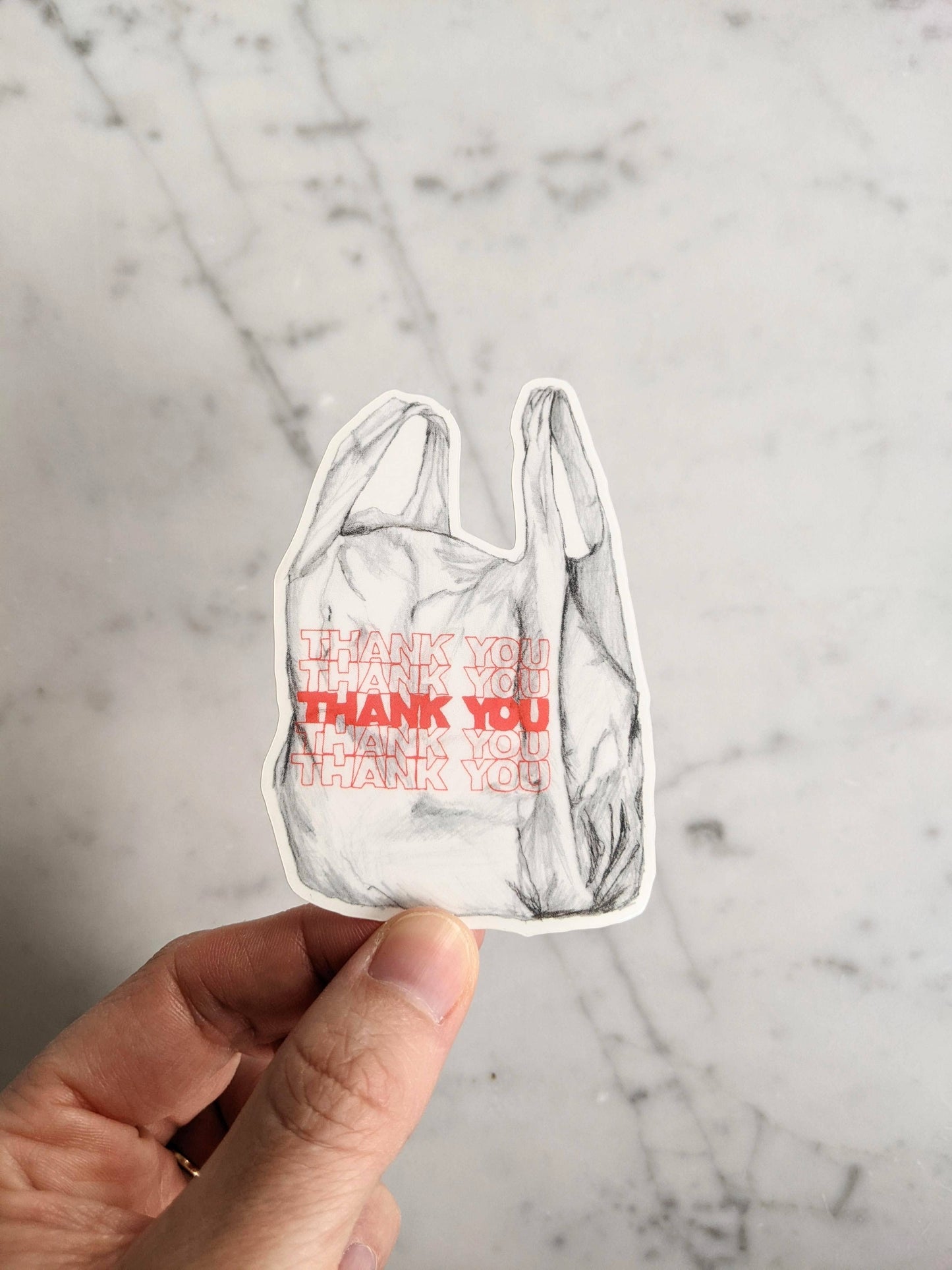 Thank you plastic bag vinyl, slightly transparent sticker.