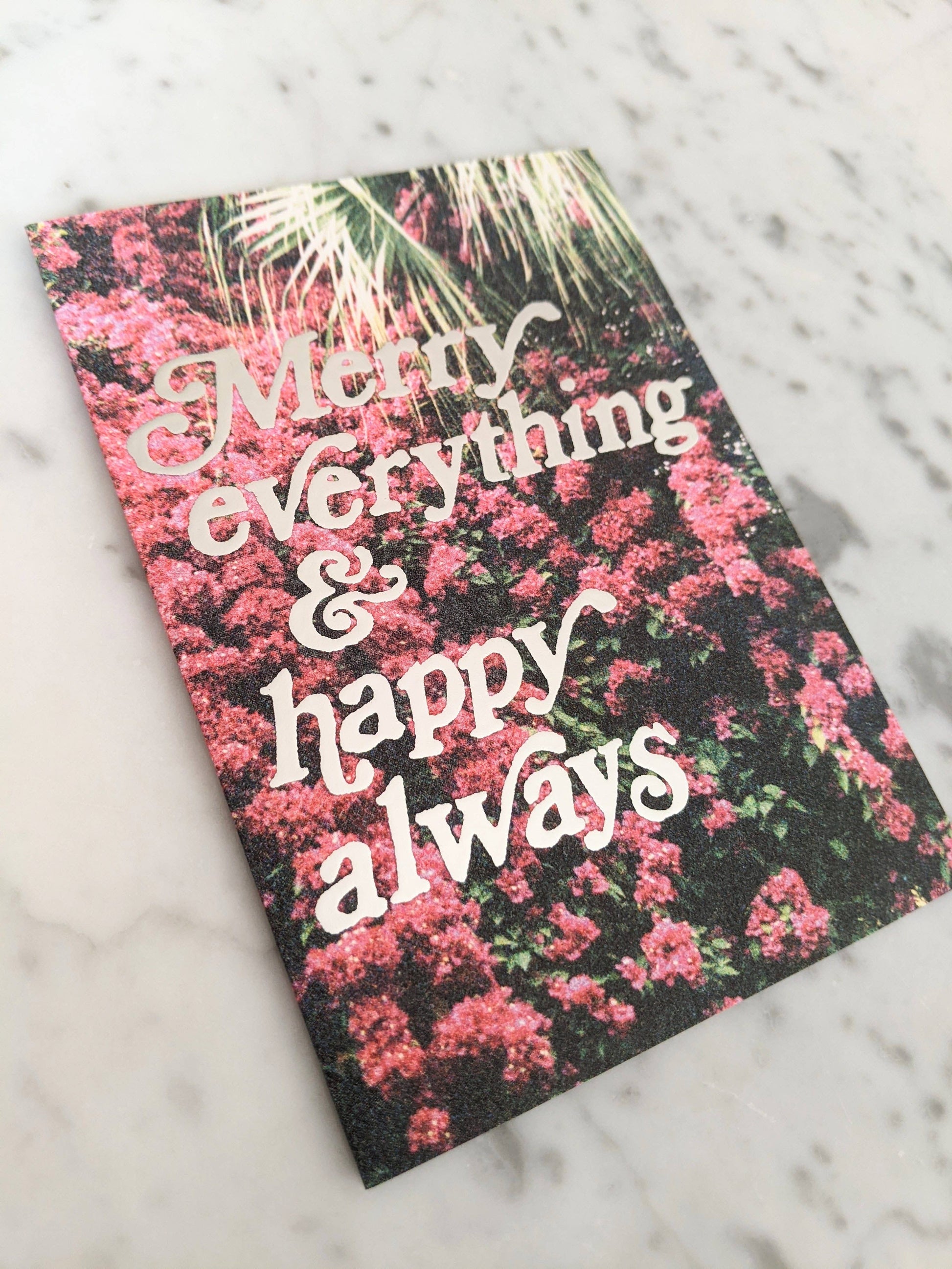 Merry Everything & Happy Always Card - Bougainvillea