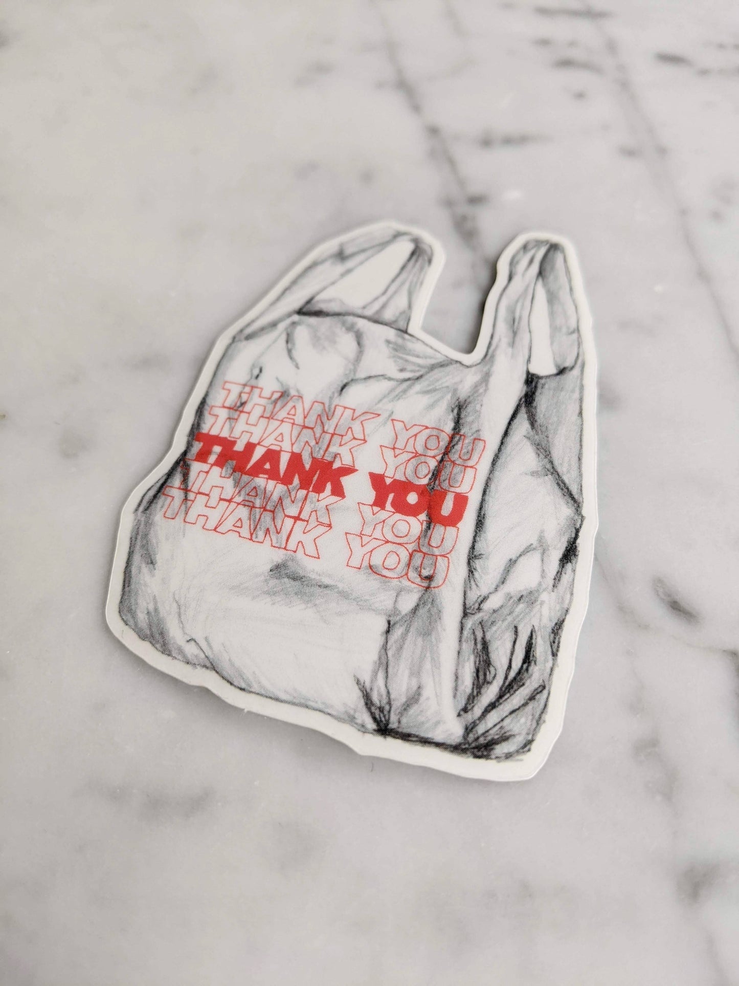 Thank you plastic bag vinyl, slightly transparent sticker.