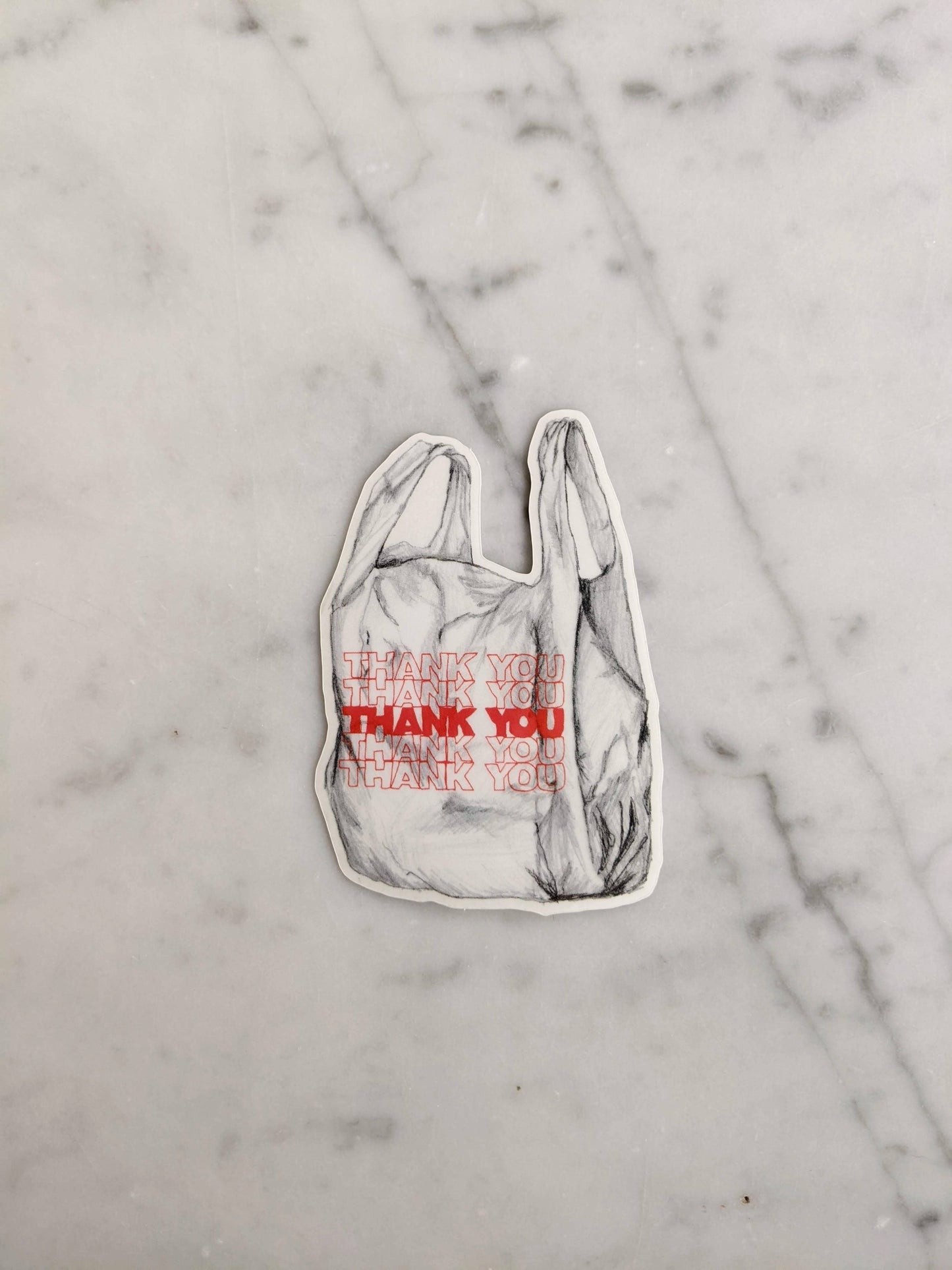 Thank you plastic bag vinyl, slightly transparent sticker.